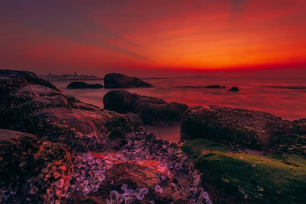 Beautiful View Beach Bloody Sunset Pattaya Thailand — стоковое фото