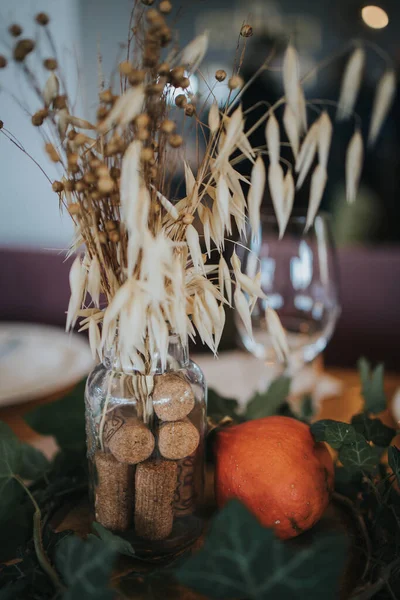 Beautiful Dried Flowers Composition Table — Φωτογραφία Αρχείου