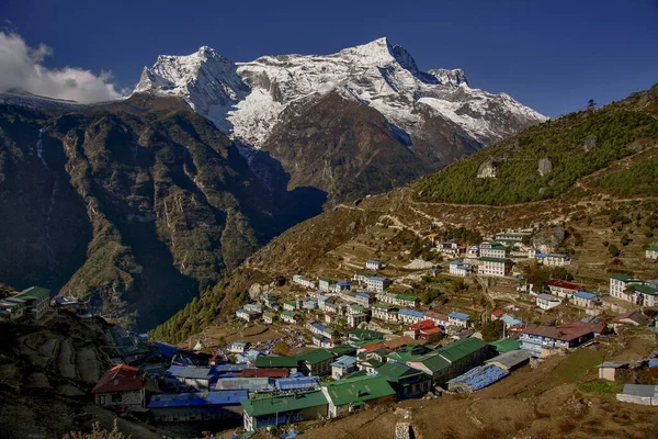Mesmerizing View Namche Bazaar Village Overlooking High Mountains Nepal — Stock fotografie