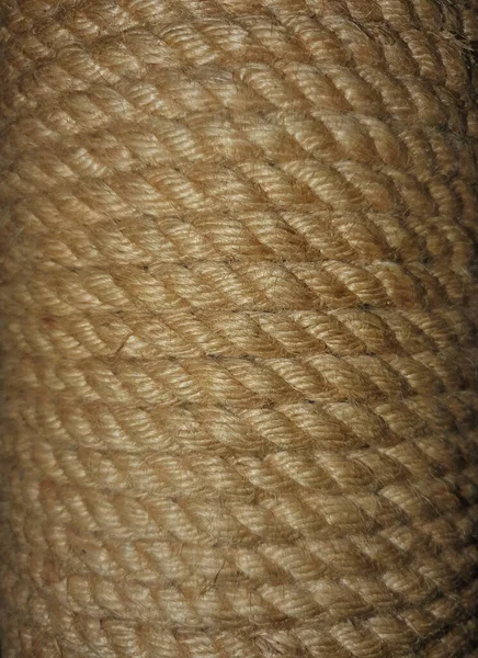 Vertical Closeup Shot Details Long Brown Rope — 스톡 사진
