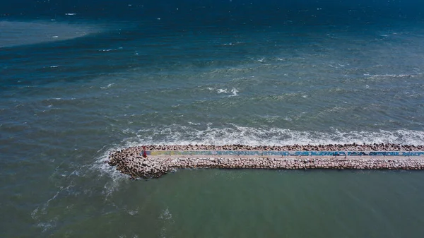 Aerial Shot Shoreline Sunny Day — Stok fotoğraf