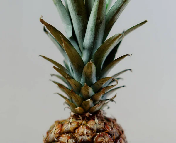 Close Shot Fresh Organic Ripe Delicious Pineapple Isolated Gray Background — Stock fotografie