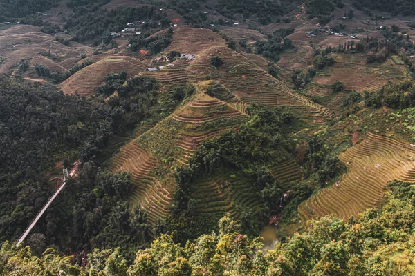 Aerial Shot Terraced Mountain Highlands South East Asia — Foto de Stock