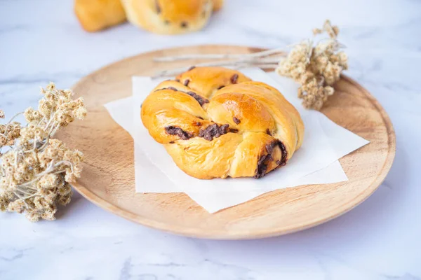 Gros Plan Dessert Sur Une Assiette Intérieur — Photo