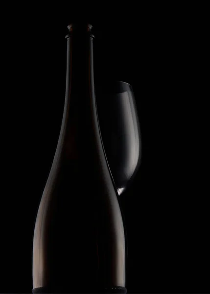 Wine Bottle Glass Dark Background — Stock Fotó