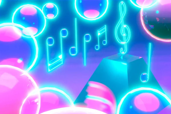 Bright Neon Geometric Musical Background Wallpapers — Photo
