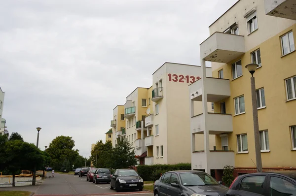 Poznan Polen September 2016 Die Außenfassade Eines Mehrfamilienhauses Stadtteil Stare — Stockfoto