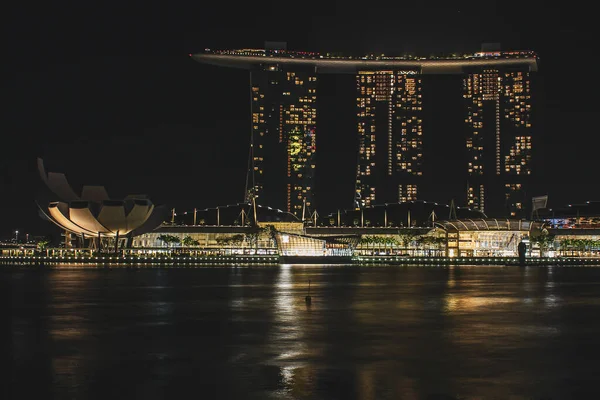 Чудовий Нічний Краєвид Парку Мерліон Сінгапурі — стокове фото