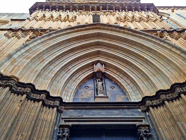 Low Angle Shot Facade Cathedral Santa Eulalia — Φωτογραφία Αρχείου