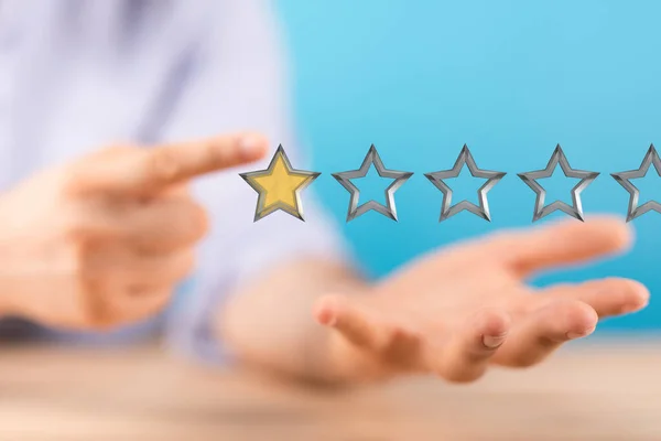 Rendering Review Icon Rating Stars Showing Feedback — Stock Photo, Image