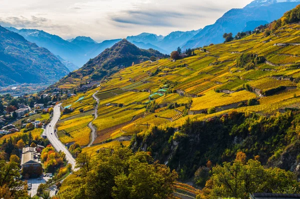 Aerial View Grassy Mountains Switzerland — Fotografia de Stock