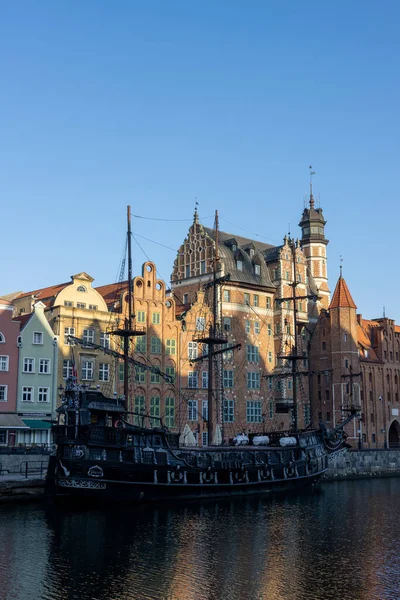 Gdansk Poland Oct 2021 Ett Vertikalt Skott Ett Träfartyg Flod — Stockfoto