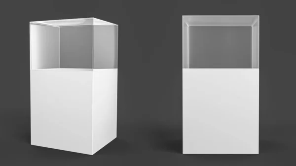 Uma Renderização Modelos Vidro Pedestal Isolados Fundo Preto — Fotografia de Stock