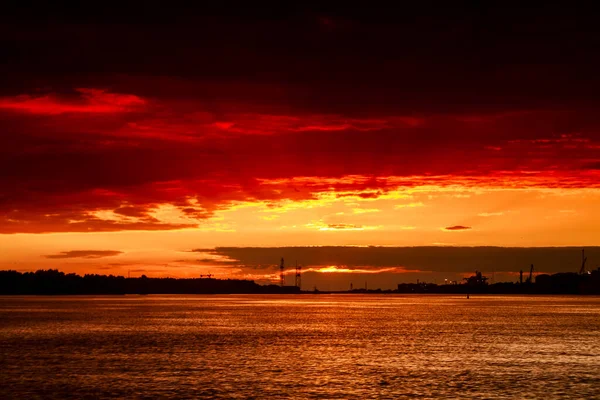 Beautiful Sunset View Port Aquatory Klaipeda Lithuania — Φωτογραφία Αρχείου