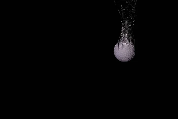 Golf Ball Water Isolated Black Background — Zdjęcie stockowe