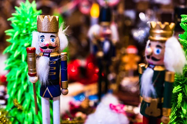 Closeup Shot Small Nutcrackers Christmas Decoration — Stockfoto