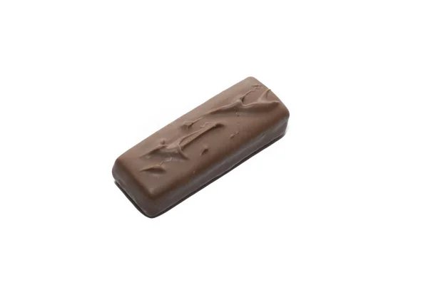 Sweet Chocolate Bar Milk Cream Caramel Fillings Isolated White Background — Fotografia de Stock