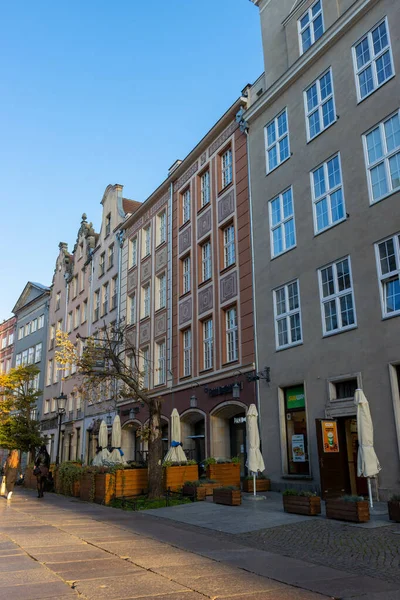 Gdansk Polen 2021 Die Alte Straße Mit Historischen Bunten Gebäuden — Stockfoto