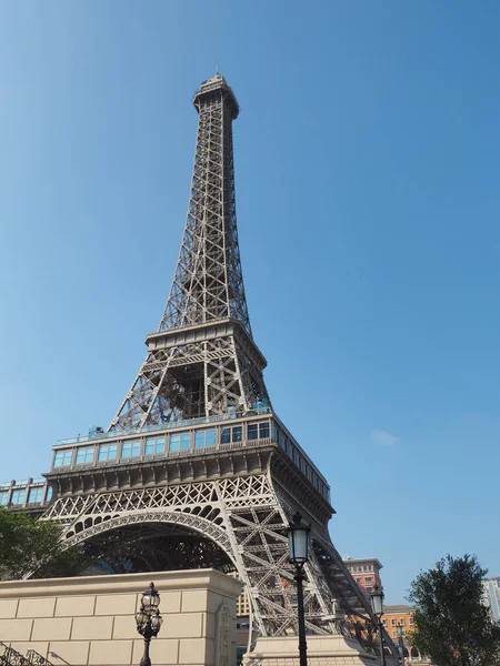 Hong Kong China Oct 2018 Low Angle Famous Eiffel Tower — Stock Photo, Image