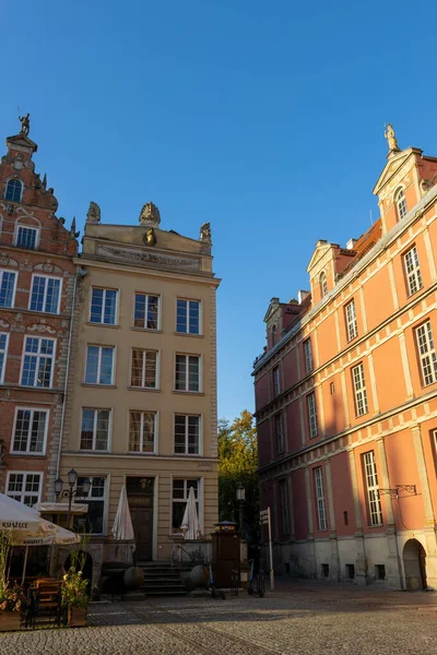 Gdansk Poland Oct 2021 Old Street Historic Colorful Buildings Sunny — Stock Photo, Image