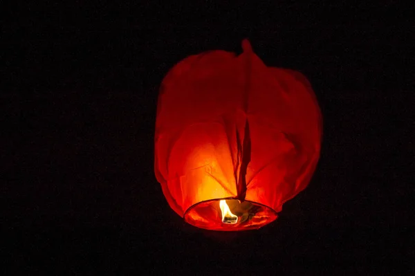 Beautiful Shot Floating Lanterns High Night Sky Sky Lantern Festival — Stock Fotó