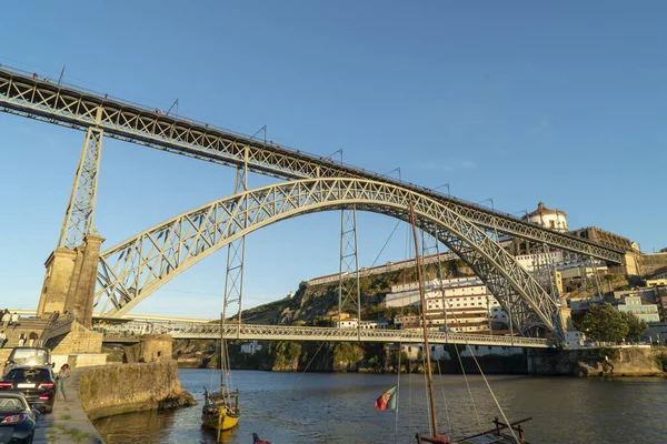 Porto Portugalsko 2021 Most Dom Luis Přes Řeku Duoro Městě — Stock fotografie
