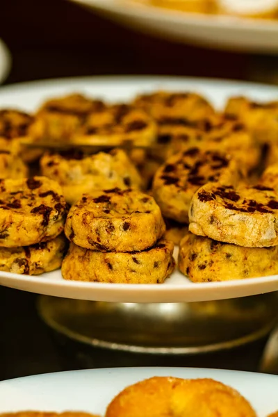 Selective Focus Shot Homemade Chocolate Chip Cookies — 스톡 사진