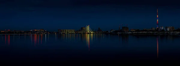 Bucharest Romania Oct 2020 Night View Lake Morii Crangasi Giulesti — 스톡 사진