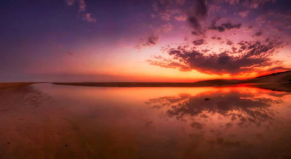 Belle Vue Sur Plage Coucher Soleil — Photo