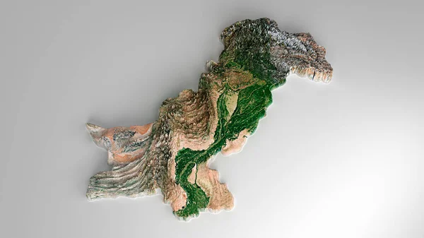 パキスタンの岩だらけの風景の3Dミニチュアモデル — ストック写真