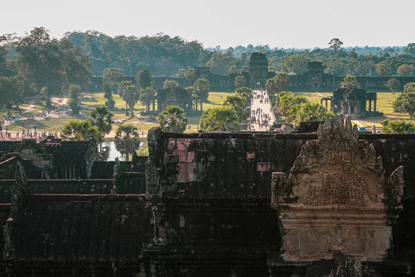 Famous Ancient Buddhist Temple Angkor Wat Cambodia Sunny Day — Stock fotografie