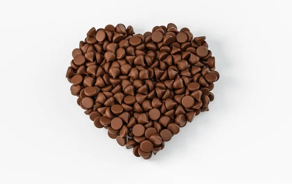Трехмерное Изображение Шоколадной Кучи Форме Сердца Белом Фоне — стоковое фото