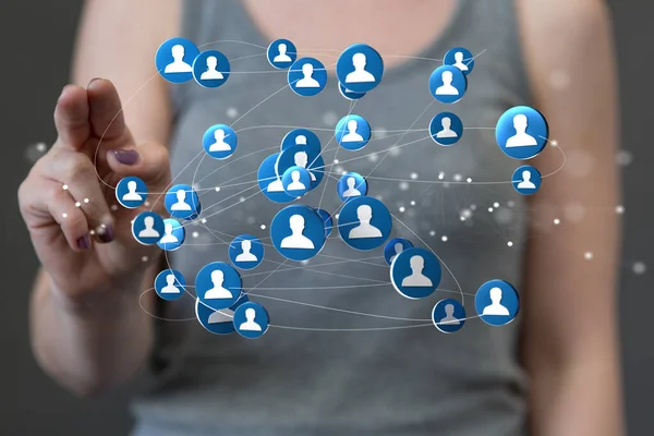 Uma Renderização Uma Conexão Equipe Símbolo Rede Social Fundo Embaçado — Fotografia de Stock