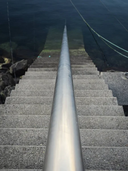 Vertical Shot Staircase Leading Water Por — Fotografia de Stock