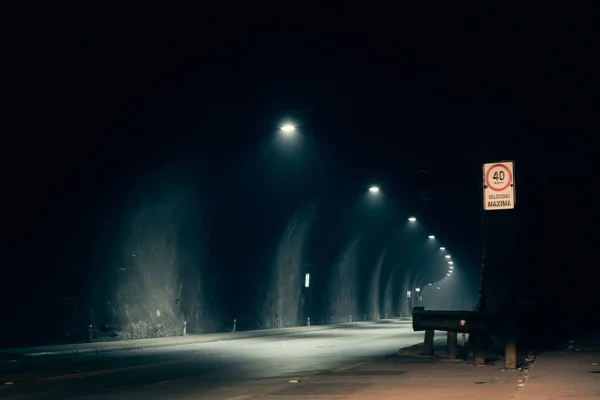 Illuminated Traffic Road Sign Maximum Speed Forty — Φωτογραφία Αρχείου
