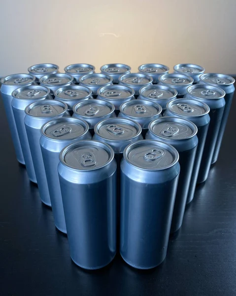 Vertical Closeup Aluminum Cans — Stock Fotó