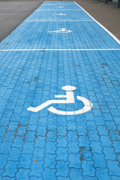 Parking Lots People Disabilities Blue White Markings Road — Fotografia de Stock