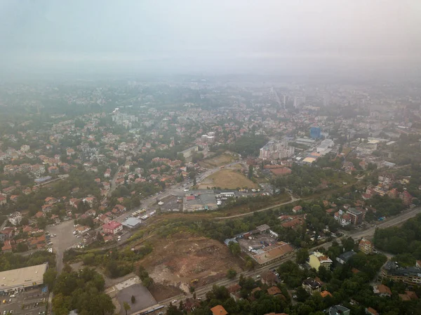 Aerial View Architecture Sofia Bulgaria Fog — Zdjęcie stockowe