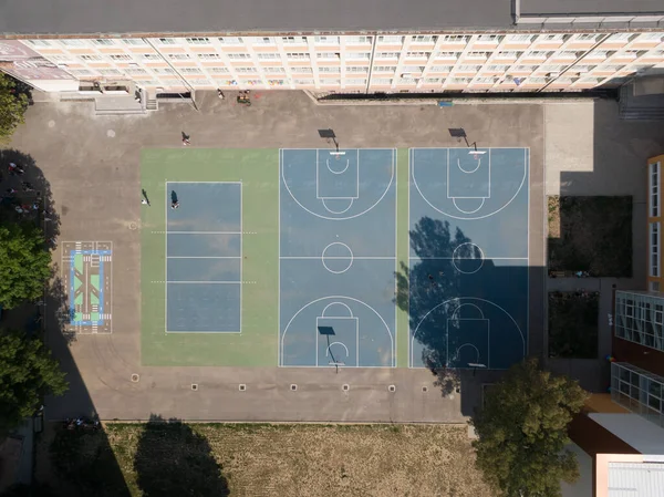 Aerial View Basketball Courts Park — Stok fotoğraf