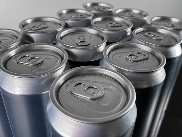 Closeup Shot Aluminum Cans Labeling — 스톡 사진