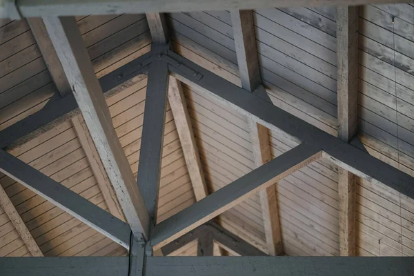Low Angle Shot Roof Wooden Structuring — стоковое фото
