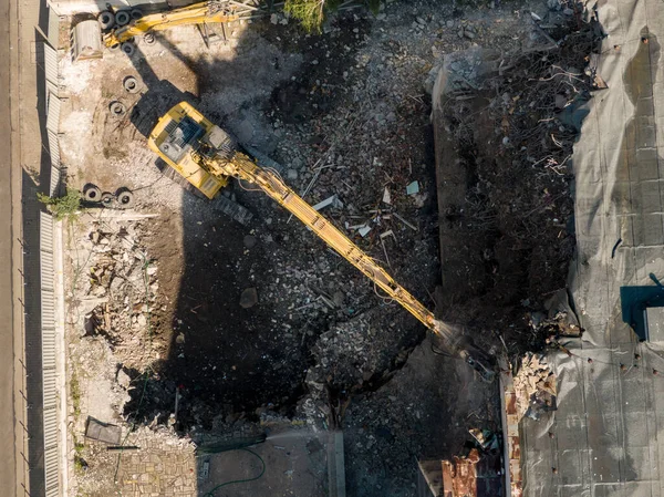 Aerial View Crane Construction Site — 图库照片