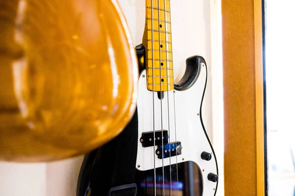 Closeup Shot Electric Guitar Hanging Wall — Photo