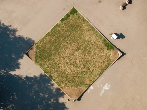 Aerial View Grass Covered Square Park — Stock fotografie