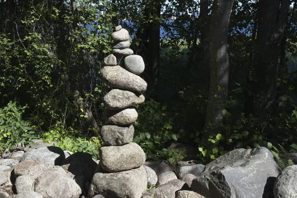 Closeu Shot Balanced Pile Stones —  Fotos de Stock