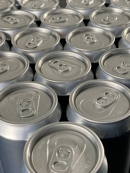 Vertical Closeup Aluminum Cans — 스톡 사진