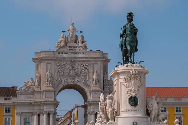 Lisboa Portugal 2021 Una Estatua Del Rey José Plaza Del — Foto de Stock