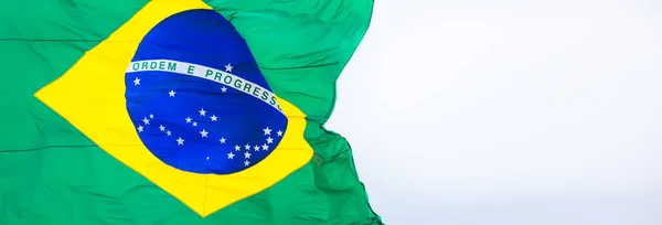 Closeup Shot Flag Brazil White Background — Foto de Stock