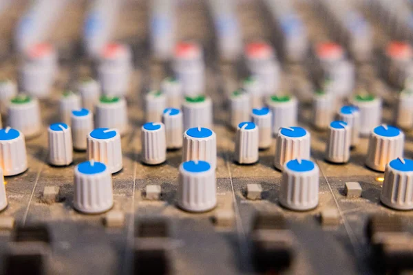 Selective Focus Knobs Mixer Professional Music Recording Studio — 图库照片