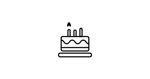 Birthday Cake Icon Animation White Background — Stock Video